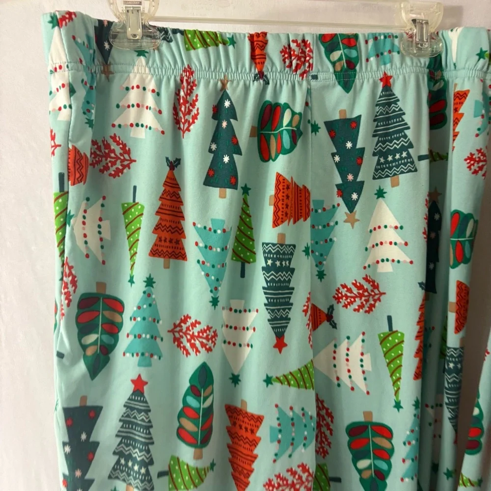 Men's Holiday Tree Print Pajama Set - Light Aqua - Picture 4 of 6